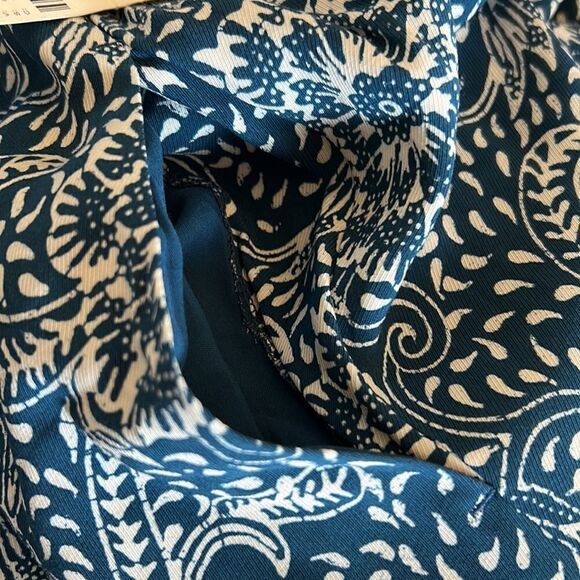 Anthropologie blue white flowy side slit elastic waist pants Size M New - Picture 13 of 13